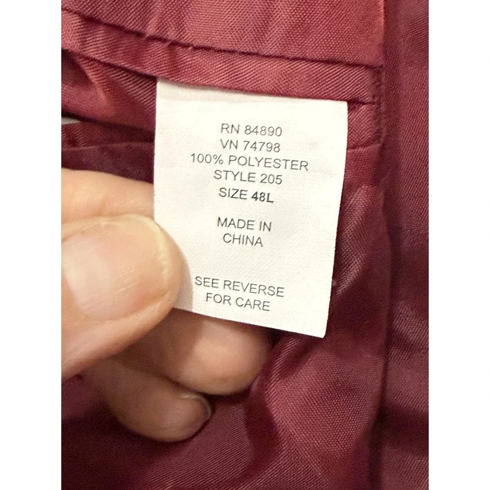 Haband Suit Mens 48L 43x32 Navy Tan Polyester Wool 2 Piece Jacket Pants‎ Classic
